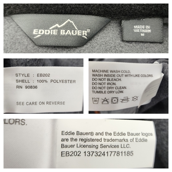 EDDIE BAUER Pullover Quarter Zipper Fleece Jacket. Size: M - Picture 8 of 12